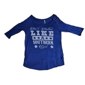 Brenda's blue Ain't Nothin' Like A Southern Girl 3/4 sleeve top sz UNSIZED